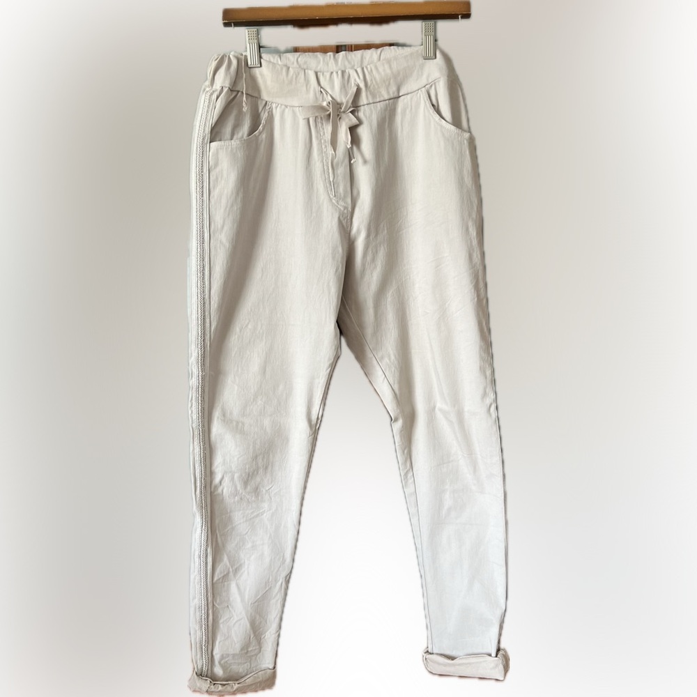 Casual Cream Jogger Pants
